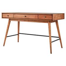 Tangkula mid century desk with drawers, writing computer desk with spacious desktop & sturdy construction, compact laptop table workstation, desk for bedroom home office (walnut). Foerster Mid Century Writing Desk Warm Brown Inspire Q Target