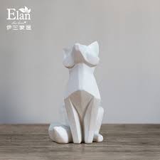 Resin Geometry Abstract Fox Figurines Home Decor Crafts Room Decoration Objects Vintage Ornament Resin Animal Figurin Fox Ornaments Art Carved Wooden Sculpture
