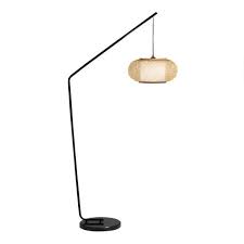 A Woven Bamboo Lamp Shade Hangs Gracefully From The Dramatic Arcing Arm Of Our Exclusive Bali Floor Lamp Anchore Arc Floor Lamps Bamboo Floor Lamp Bamboo Lamp