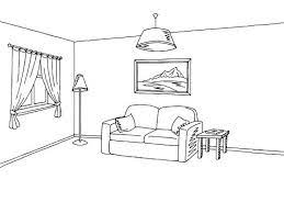 4,721 black and white living room clip art images on gograph. Imatge Clipart Living Room Interior Black White Sketch Illustration Vector