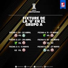 Check copa libertadores 2021 page and find many useful statistics with chart. Copa Libertadores 2021 Universitario De Deportes Fixture Grupo Bombo Fecha Hora Canal Partidos Universitario Hoy Libero Pe