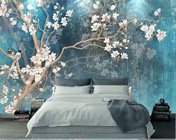 Wallpaper With Birds And Flowers For Walls Oriental Plum Blossom Magnolia Birds Wallpaper Wall Murals Etsy Wall Wallpaper Tree Wall Murals Wall Murals