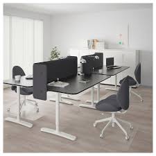 Bekant Desk With Screen Black Stained Ash Veneer White Ikea Black Office Furniture Ikea Bekant Desk Office Furniture Design