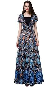 Robot Check Floral Dresses Short Fashion Dresses Simple Long Dress