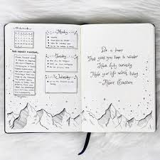 Black And White Bullet Journal Theme Bullet Journal Weekly Layout Mountains Drawing Cursive Header Lolascraf Bullet Journal Ideas Templates Bullet Journal Themes Bullet Journal Weekly Layout