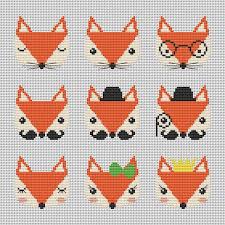 Models stitched on 28 ct. Mini Fox Cross Stitch Pattern Novocom Top