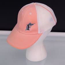 Vtg Promo Florida Marlins Cap Pink White Mesh Napa Auto Parts Baseball Hat Adj White Mesh Hats Baseball Hats