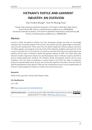 Pdf Vietnam S Textile And Garment Industry An Overview