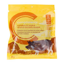 Volcanic stone ground corn*, sunflower*and/or safflower* oil, korean bbq seasoning* [cane sugar*,garlic powder*, sea salt, vinegar powder* . Naturally Simple Korean Bbq Pork Jerky 80 G Compliments Ca