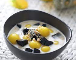 南瓜豆奶汤圆pumpkin tang yuan and grass jelly in soya milk yum yum publications 新新饮食 food chinese dessert dessert recipes