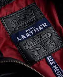Superdry Brad Hero Leather Jacket Leather Label Fabric Labels Leather