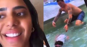 Mariely Santos é criticada por rir após filha de MC Loma cair na piscina