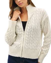 Cream Zip Up Sweater Cardigan Small/Medium