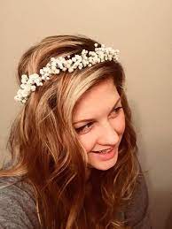 Fresh Baby S Breath Crown White Flower Crown Bridal Etsy Babys Breath Crown Wedding Hair Flower Crown White Flower Crown