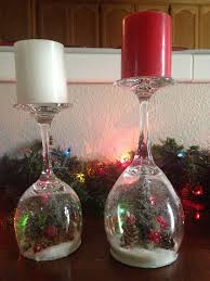 Diy Wine Glass Snow Globes Christmas Candles Diy Christmas Candle Holders Diy Wine Glass Christmas Decorations