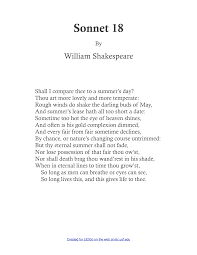This sonnet is pure exaggeration of shakespeare's feelings towards his beloved and his beauty and is expressed through various language techniques and strong language. Https Etc Usf Edu Lit2go Pdf Passage 3257 The Sonnets 018 Sonnet 18 Pdf