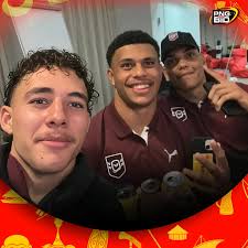 Our happy PNG trio Sam Stephenson, Cooper Bai and Philip Coates after  leading the Queensland Maroons U19 to victory against the NSW Blues U19  last night. Two of whom are Junior Kumuls