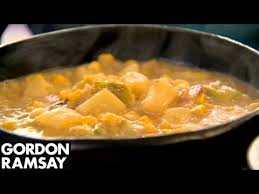12 Smoky Bacon Sweetcorn Potato Soup Paired With Cheese Biscuits Gordon Ramsay Youtube Gordon Ramsay Recipe Gordon Ramsay Ramsay