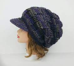 Crochet Slouchy Beanie With Brim Newsie Cap Hat With Visor Newsboy Hat Winter Hat For Women Men S Visor Beanie Paperboy Cap Etsy Knitting Crochet