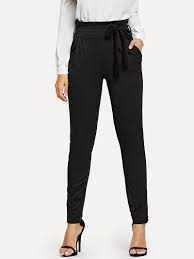 Solid Belt Detail Pants