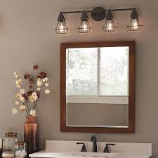 Lowe's carries an extensive selection of lights — from traditional and rustic to vintage bathroom lighting and more. Kichler Bayley 4 Light Bronze Industrial Vanity Light Lowes Com Bathroom Vanity Decor Rustic Bathroom Lighting Bathroom Light Fixtures