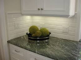 Subway Tile Backsplash Kitchen Ideas With Granite Open Shelving Around Win Green Granite Countertops White Beveled Subway Tile Subway Tile Backsplash Kitchen