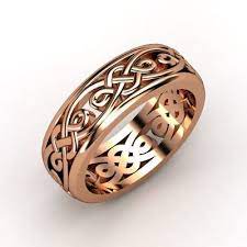 14k Rose Gold Ring Alhambra Band Gemvara Celtic Wedding Rings Rings For Men Silver Jewelry