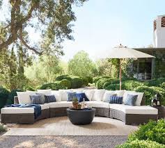See our source for affordable patio seat cushions and build your own patio seating/daybed with this outdoor furniture plan. Huntington All Weather Wicker Rounded Outdoor Sectional Components Pottery Barn