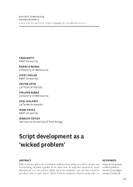 This script is closer than any other ones you'll find out there. Pdf Script Development As A Wicked Problem Radha O Meara Stayci Taylor Hester Joyce And Mark Poole Academia Edu