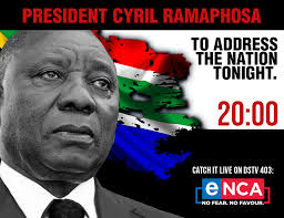 I wish you all a blessed festive season, that you may remain safe and in good health, and that we may welcome in the new year as one united and resolute nation. Ramaphosa To Address The Nation At 8pm Enca