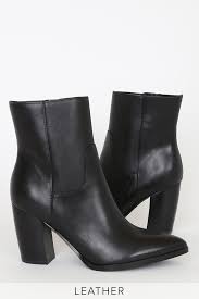 Giana Black Leather Pointed Toe Mid Calf Boots