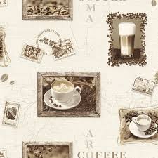 Bring your passion for coffee. Rasch Coffee Motif Cappuccino Mocha Photo Embossed Vinyl Kitchen Wallpaper 855104 Beige Brown I Want Wallpaper