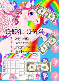 kids chore chart unicorn planner kids reward chart