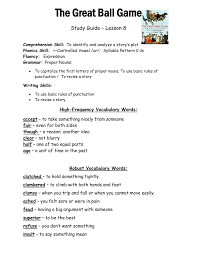 How nice of you to write me about your last visit to the theatre. The Great Ball Game Study Guide Lesson 8 Comprehension Skill