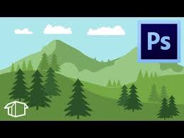 Forest Landscape Silhouette Tutorial For Photoshop Cc Youtube Illustrator Cs6 Tree Drawing Pine Tree Drawing