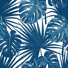 Tropical lilies seamless vector pattern.floral pattern for printing on fabric and packaging. Blue Denim Floral Pattern With Exotic Plants And Palm Leaves Royalty Free Cliparts Vectors And Stock Illustration Image 74184167