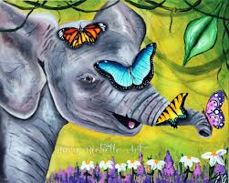 Tara S Art Musings Baby Elephant Elephant Painting Butterfly