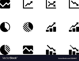 Line Chart And Diagram Icons On White Background