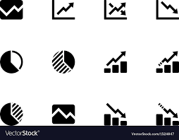 line chart and diagram icons on white background