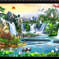 Gambar sketsa air terjun terindah 3d, arsiran, dan warna. Wallpaper Custom 3d Pemandangan Alam Air Terjun Shopee Indonesia