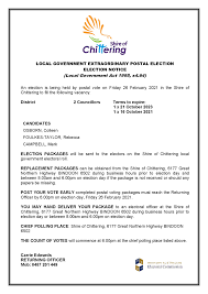 Click here to find out using my vote. 2021 Extraordinary Election Shire Of Chittering