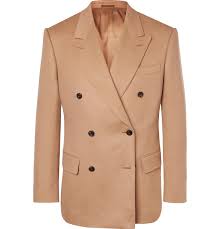 Oslo double breasted pea coat w/iconic wool blend. Kingsman Satin Double Breasted Camel Hair Blazer In Natural For Men Lyst