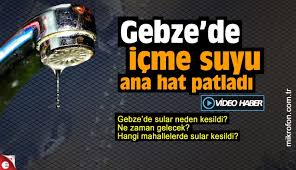 Gebze'de yaşanan su kesintisine dair i̇su'dan dün yapılan açıklamada, 'gebze ilçemizdeki 1200'lük ctp ana isale hattı üzerinde arıza meydana gelmiştir. Gebze Yine Su Koyverdi