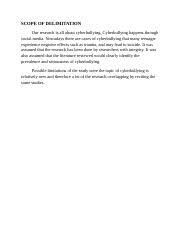 Savesave scope and delimitation for later. Scope Of Delimitation Scope Of Delimitation Our Research Is All About Cyberbullying Cyberbullying Happens Through Social Media Nowadays There Are Course Hero