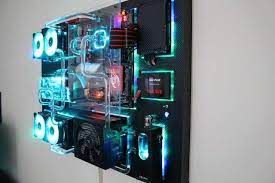 My Wall Mounted Water Cooled Pc Wall Mounted Pc Custom Computer Gaming Computer Setup