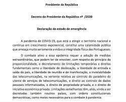 Saiba aqui quais as medidas gerais decretadas até ao próximo dia 14 de fevereiro. Decreto Do Pr Que Declara Estado De Emergencia Ja Circula Nas Redes E Verdadeiro Observador