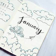 Hello January Welcome Cloud Theme Inspired By My Life In A Bullet January Bullet Journal Bullet Journal January Cover Page Bullet Journal Cover Page