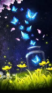 Android Live Wallpaper Background Shiny Blue Butterfly Live Wallpaper With Starry Papel De Parede De Arte Papel De Parede Da Disney Papel De Parede Borboletas
