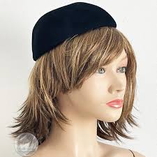 Frank Olive for I. Magnin Hat Calot Juliette Black Velour Vintage Cocktail  Hat