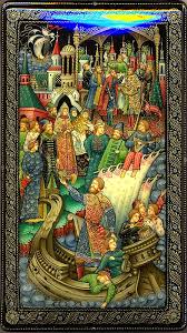 раскраска рисунок к сказке о мёртвой царевне и семи богатырях Pozhidaev Yuriy Palekh Lacquer Box Sadko S Izobrazheniyami Russkoe Narodnoe Iskusstvo Kartiny Illyustracii
